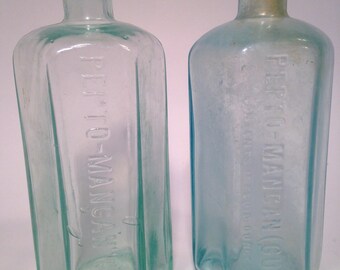 GUDE PEPTO-MANGAN, Apothecary medicine Bottles, set of two, hexagon shape, pepto-bismol
