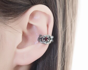 Dark Wood ear cuff | Sterling silver ear cuff | Elven ear cuff