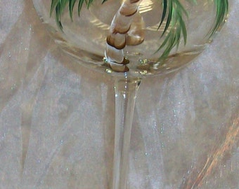 Single, Palm tree Wine Glass