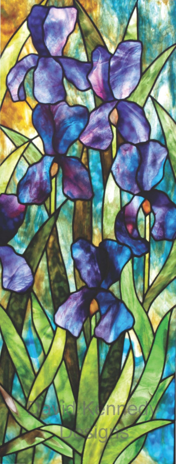 Moody Iris Stained Glass Pattern. © David Kennedy Designs.