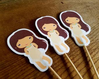 Princess Party - Set of 12 Pocahantas Cupcake Toppers by The Birthday House