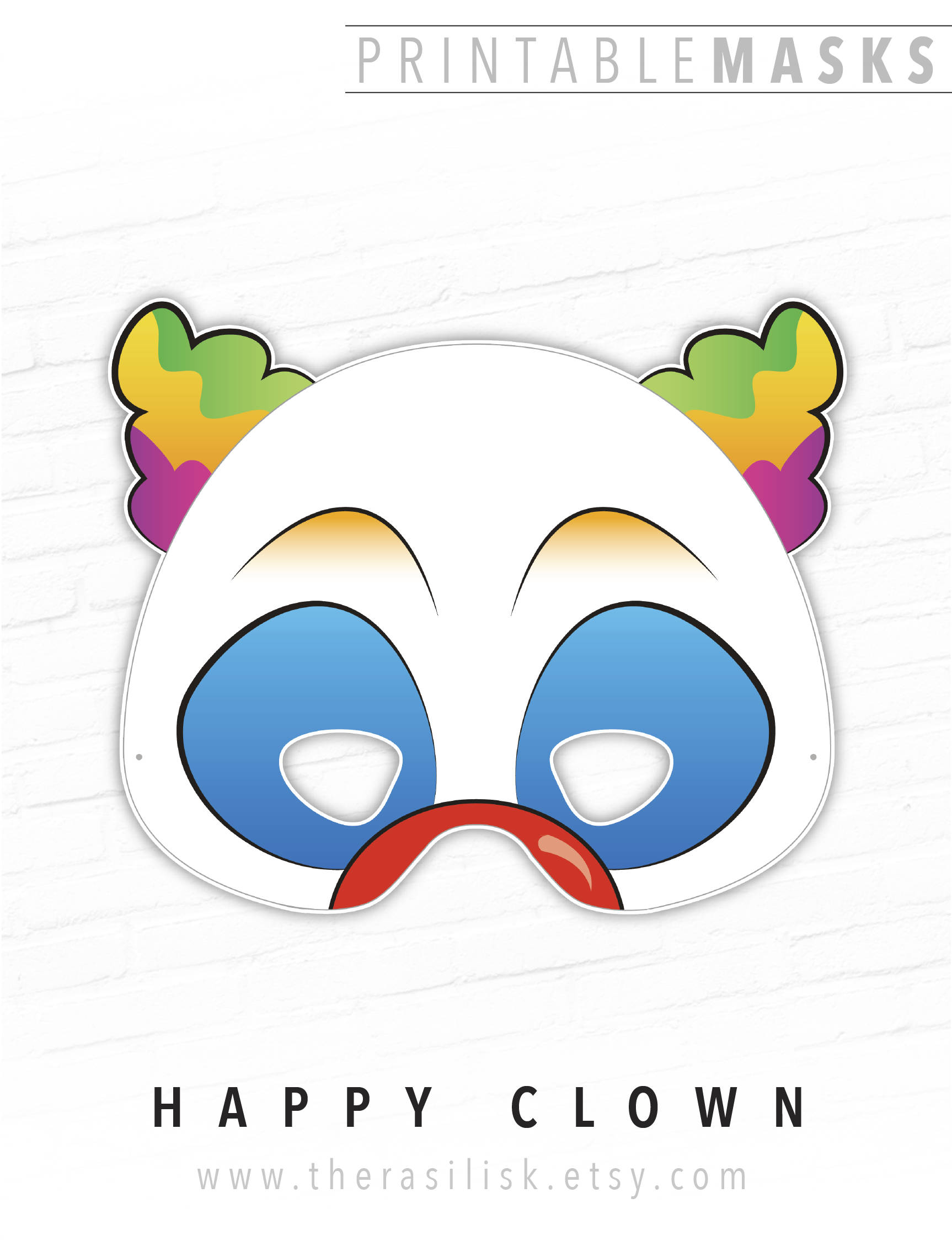 Halloween Mask Clown Printable Mask Happy Clown Circus