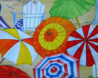 beach umbrellas Beach Vista--fabric by the yard--Elizabeth's Studio, multi, cotton