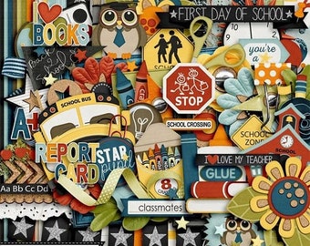 On Sale 50% Off Smarty Pants School Digital Scrapbooking Kit for Digi Scrapping and Crafts