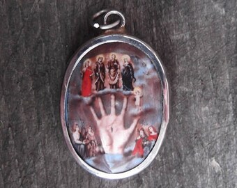 1 La Mano Poderosa (Powerful Hand of God) Pendant - Vitreous Enamel Pendant