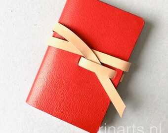 Leather notebook / leather journal / leather travel notebook / leather sketch book in red leather. Personalised gift