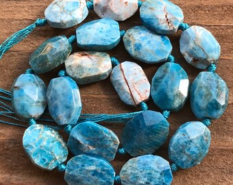 Apatite beads faceted ovals natural stones gemstones half strand