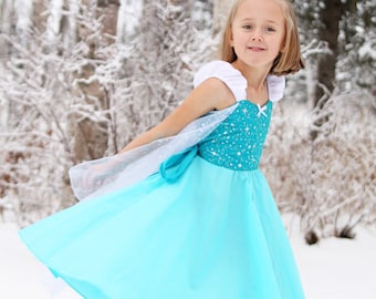 Elsa dress, princess dress, Frozen dress, summer dress, toddler princess dress, comfortable princess dress, handmade dress, girls dresses