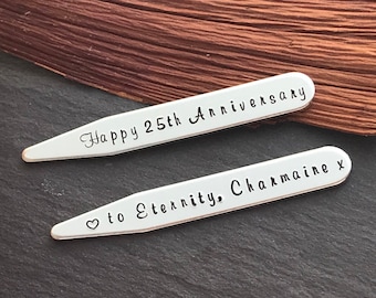 Personalised Collar Stays - Valentines Gift for Him - Collar Stiffeners - Customised Collar Stays - Gift for Him - Collar Stays