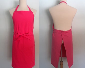 Hot Pink Apron with Pocket and Towel Loop, Heavy Weight Canvas Apron, Adjustable Chef Apron, Extra Wide Apron, Heavyweight Heavy Duty