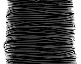 Round Leather Cord 1.5 mm Diameter Natural Black 50 Meter Spool