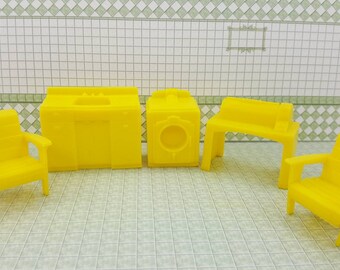 Marx Superior Yellow laundry Yellow Washer Chairs Dryer Mangle and Sink Soft Plastic Laundry room