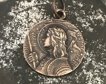 St. Joan of Arc - Religious Meda - Bronze or Sterling Silver - Catholic Medal - Vintage Replica - Made in the USA