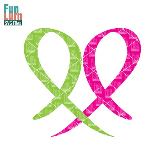 2 Ribbon heart Cancer Awareness Ribbons heart ribbon heart