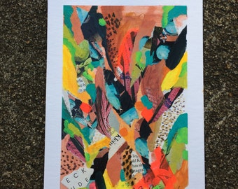 Original art, abstract painting, mixed media, colorful