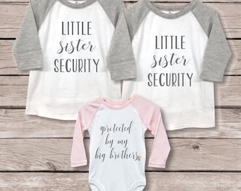 Big Brother Little Sister Shirts, New Big Brother, Baby Shower Gift, Big Brother Baby Sister, New Big Brother, Sister Security Shirt