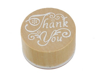 Wood and "Thank You" rubber stamp