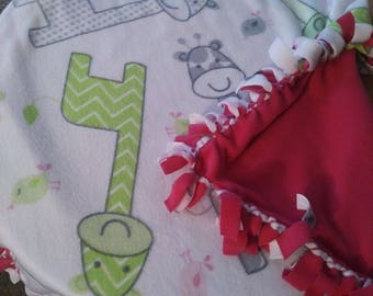 Giraffe Design Pink Fleece