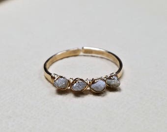 Rough Diamond Ring, Raw Diamond, Stacking Diamond Ring, Minimalist Diamond Ring, Uncut Diamond Ring: Delicate, Not For Every Day Use