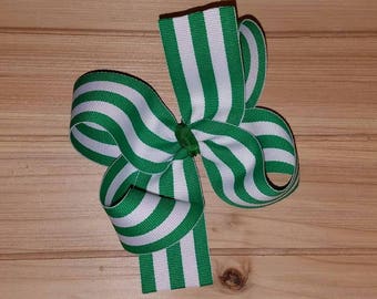 STORE CLOSING, Green/White Stripe, St. Patrick's Day, boutique hair bow
