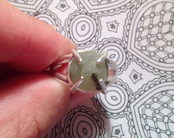 Prehnite with Epidote Sterling Silver Ring