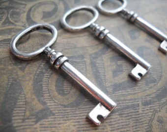 Key Pendants Key Charms Barrel Keys Silver Keys Skeleton Keys Bulk Skeleton Keys Wholesale Keys Wedding Keys 41mm 25 pieces