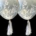 2 x Silver Confetti Balloons - Giant 90cm & Tassels - Anniversary 25th / Engagement Party Decorations / Wedding Balloons / Birthday Decor