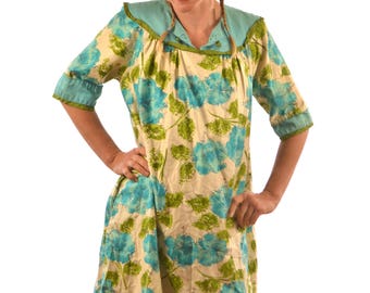 Vintage 1960s 60s Malihini Hawaiian Mod Maxi Mumu Dress