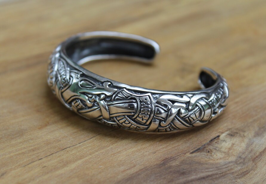 Viking Runic Dragon Bracelet sterling silver