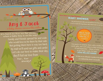 Baby Boy Long Distance Baby Shower-5x7 Invitation and 5x5 Insert Card