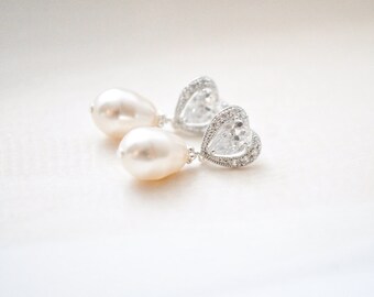 Bridal Earrings, Wedding Earrings, Teardrop Pearl Earrings, Bridal Jewelry