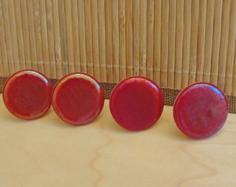 Iridescent Red Round Fused Glass Knobs, Cabinet Knobs, Kitchen Hardware, Bathroom Drawer Knobs, Round Furniture Pulls, Cupboard Handles