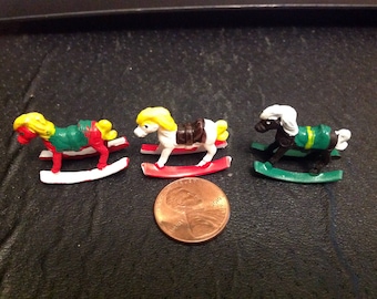 Dollhouse Miniature Rocking Horses Tiny Rocking Ponies