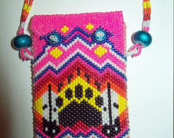 Hand Beaded Medicine Bag Necklace