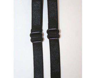 1/4" Adjustable Shiny Elastic Straps Lingerie Spaghetti Bra Straps Black