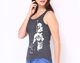 Star Wars Boba Fett Inspired Workout Yoga Gym Soft Women Racerback Tank Top Shirt
