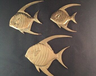 Set of 3 Brass Fish Wall Hangings