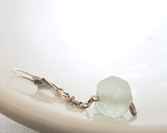Aqua Glass Earrings, Silver Earrings, Recycled Glass, Silver Chain, Silver Jewelry, Glass Jewelry, Eco Friendly