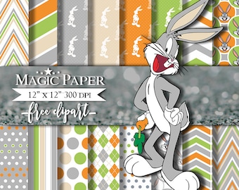 Bugs Bunny Digital Paper Clipart Scrapbook Instant Download
