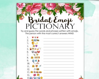 Bridal Shower Game Pictionary EMOJI Pictionary Hot Pink