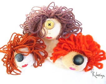 Cyclop - unique handmade fabric brooch. Weird character ! Embroidery brooch, ragdoll brooch