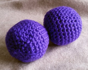 Set of 2 Royal Purple Acrylic Yarn Crocheted Cat Toy Balls with Catnip