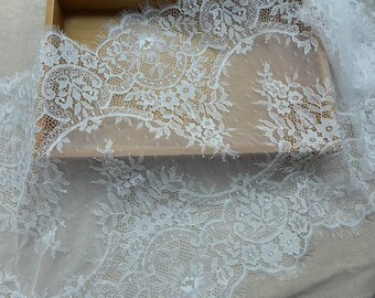 fabric lace chantilly french trim floral graceful scalloped bridal soft yards veils