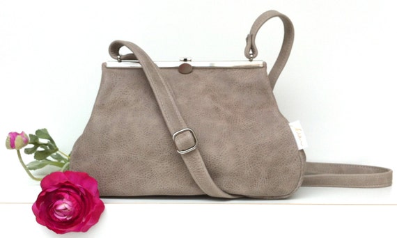 Leather bag , leather handbag , handbag grey, leather shoulder bag , bag with strap , handbag with snap