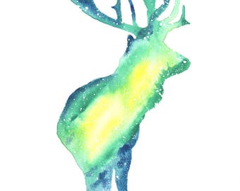 Elk Spirit Totem Animal ORIGINAL Watercolor 9X12