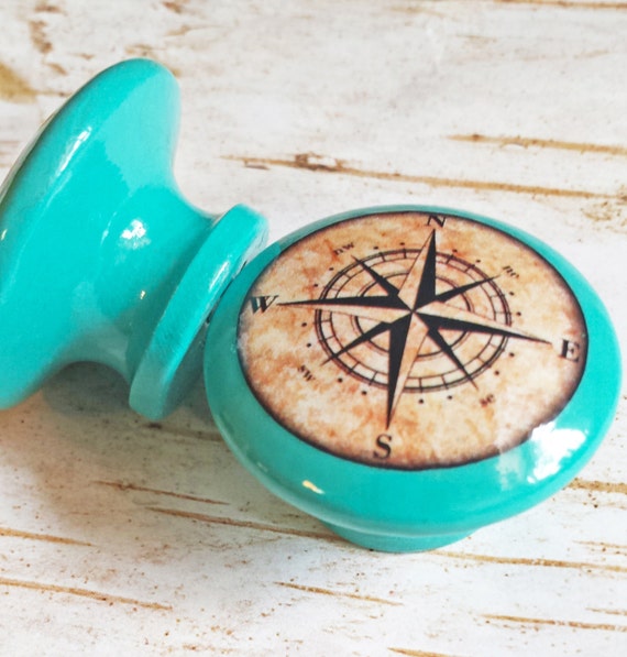 Nautical Knobs Aqua Blue Handmade Drawer Pulls Antique Style