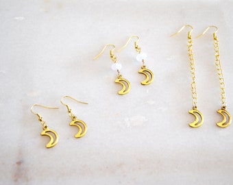 Gold Moon Earrings, Dangle earrings, Boho Earrings, Gold Drop Earrings, Moon Earrings, Gift for her, Birthday gift, Gift for women
