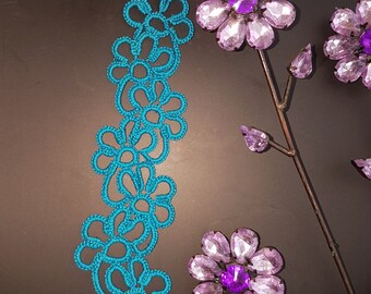 Frivolitearmband Turquoise flowers