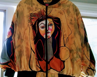 Vintage 1980s Picasso Faces Bomber Jacket