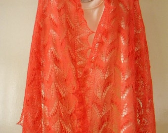 Salmon-rose (pink) lace stole